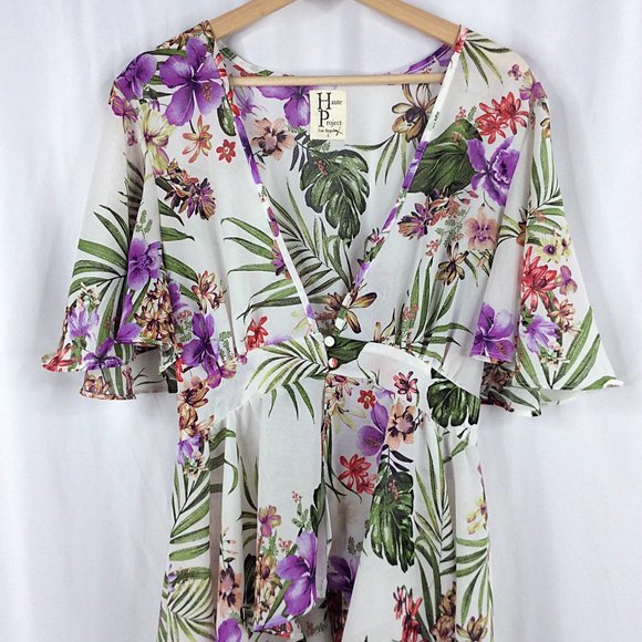 Haute Project Los Angeles Tropical Floral Long Duster Cardigan Jacket Top - Picture 3 of 9